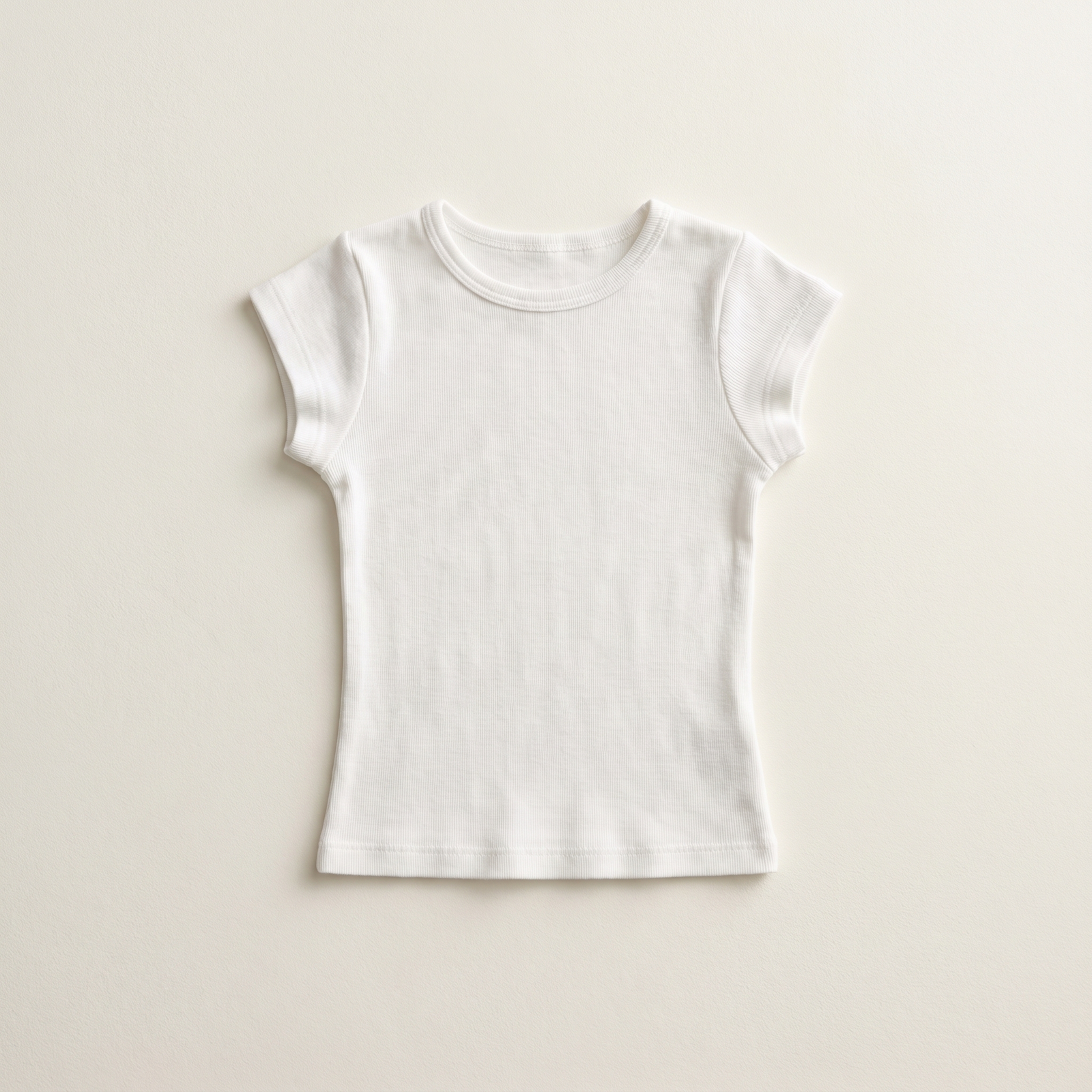 Plain Tee — Cream flat-lay